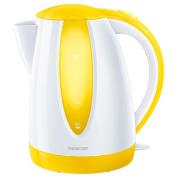 Bouilloire électrique Sencor SWK 1816YL – 1,8 L, 2000W, design jaune vif, arrêt automatique, socle 360°, filtre anti-calcaire