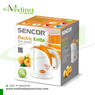 Bouilloire électrique Sencor SWK 1503OR – 1,5L, 2000W, Design Orange Rétro, Chauffe Rapide, Sécurité Triple