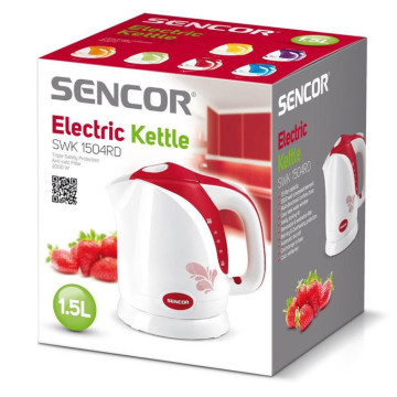 Bouilloire électrique Sencor 1,5L SWK-1504RD – Design rouge, 2000W, rapide, légère et sécurisée