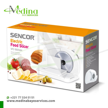 Trancheuse électrique Sencor SFS 1000WH – Lame inox, réglage 1 à 15 mm, 100W | Achat en ligne