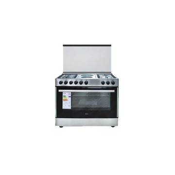 Cuisinière HAIER Mixte 4 feux gaz + 2 feux électriques Inox 90/60 HCR6042 – Polyvalence et Performance
