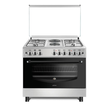 Cuisinière ASTECH 6 feux 4 gaz + 2 électriques 90/60 EL42GEL – Inox, Four 90L