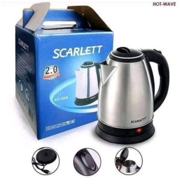 Bouilloire électrique Scarlett SC-20A – 2 L, 1500 W, inox, arrêt automatique, design compact et sécurisé