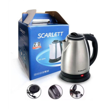 Bouilloire électrique Scarlett SC-20A – 2 L, 1500 W, inox, arrêt automatique, design compact et sécurisé