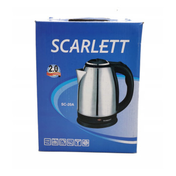 Bouilloire électrique Scarlett SC-20A – 2 L, 1500 W, inox, arrêt automatique, design compact et sécurisé